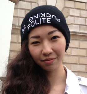 london fashion week asian girl bonnet