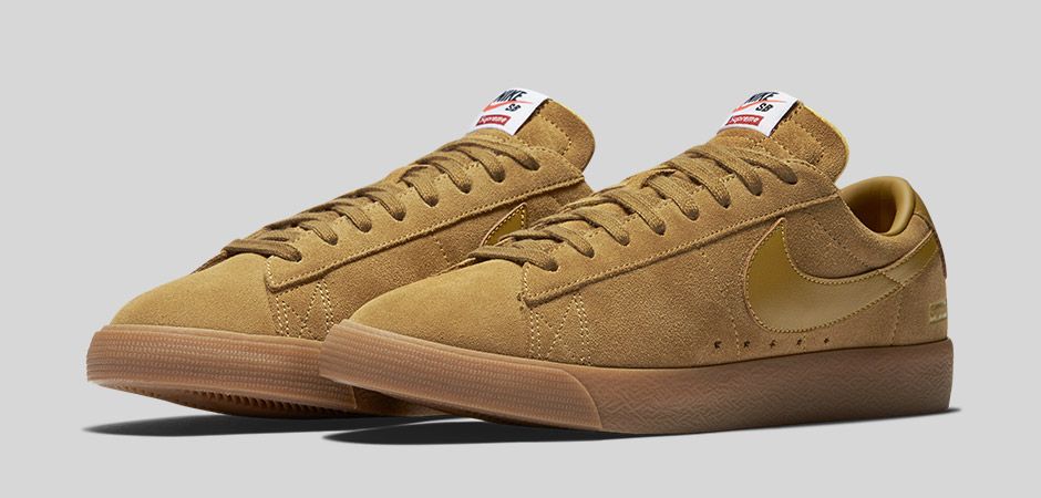 nike sb blazer low gt supreme golden beige